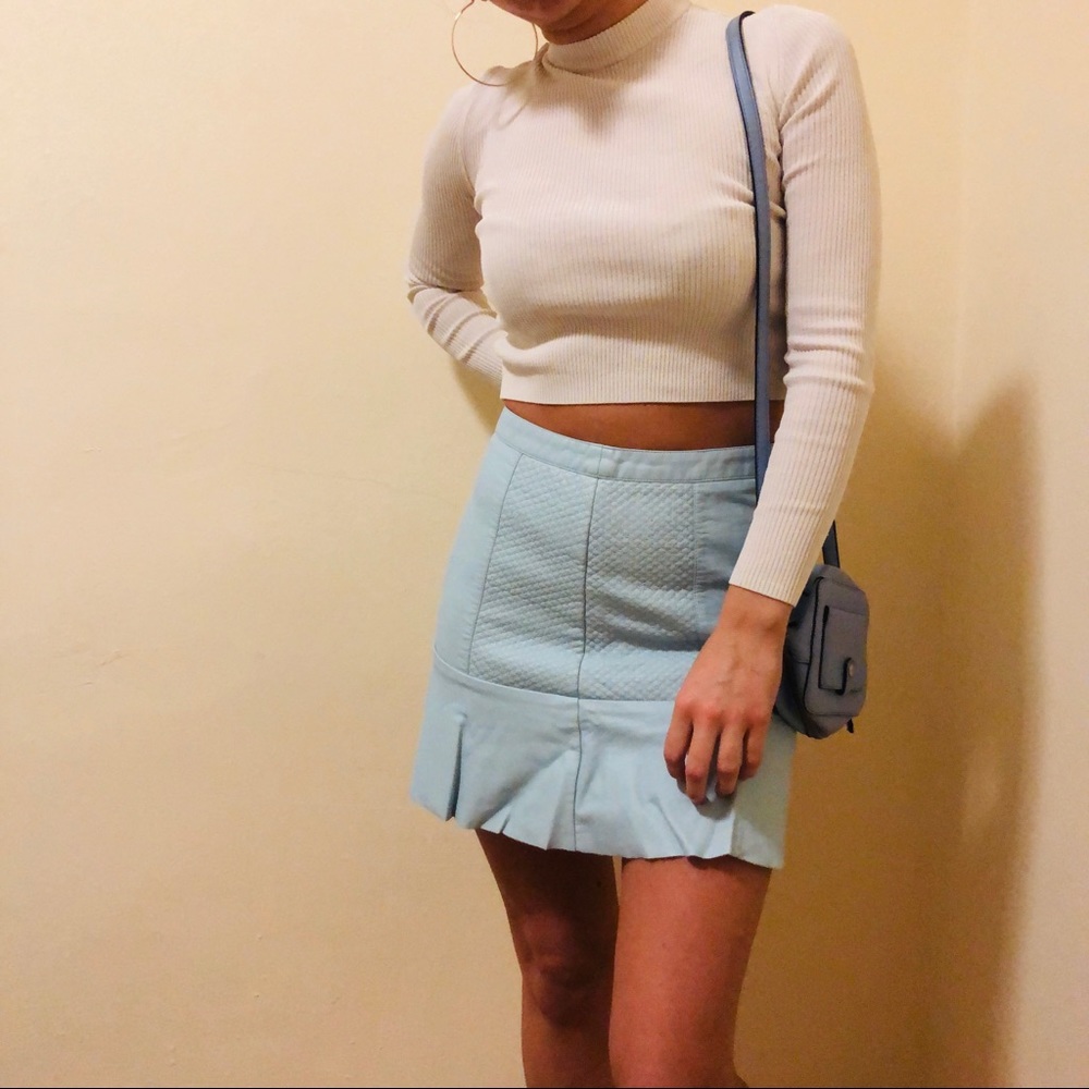 Baby blue Amisu faux leather skirt